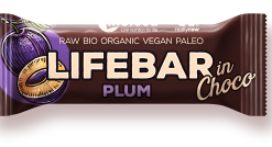 Baton cu prune in ciocolata raw Lifebar Bio