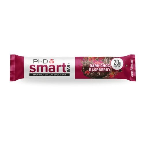 Baton proteic cu ciocolata neagra si zmeura Smart Bar Dark Choc Raspberry