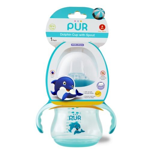 Cana in forma de delfin cu cioc din silicon +6 luni Verde